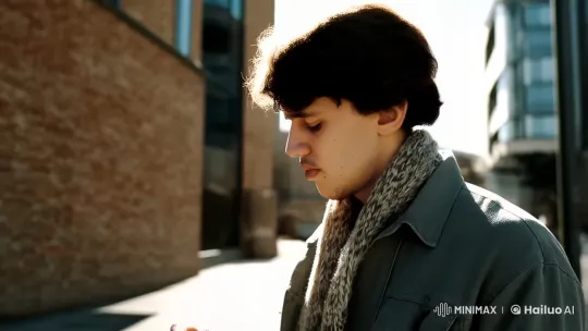 Mysterious Man Contemplates in Urban Sunlight – AI Generated Video | Hailuo AI