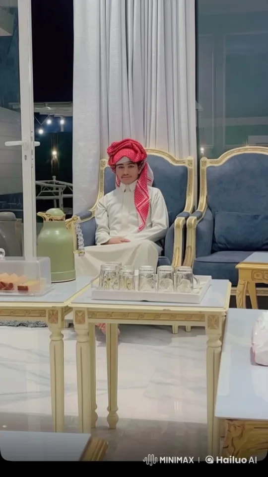 Luxurious Room Setting with Smoking Person in Traditional Attire – AI Generated Video | Hailuo AI