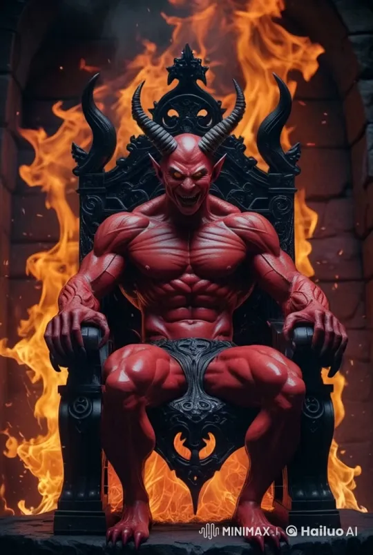 Demon King Laughs Amidst Fiery Inferno Throne Scene – AI Generated Video | Hailuo AI