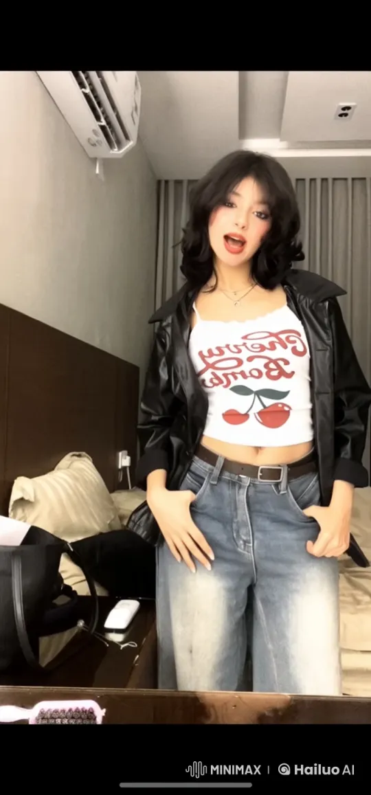 Cherry Bomb" Outfit and Casual Room Setting – AI Generated Video | Hailuo AI