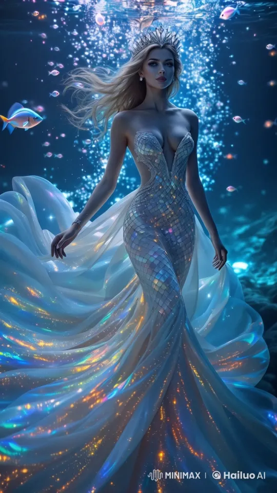 Enchanted Sea Queen in Iridescent Gown – AI Generated Video | Hailuo AI