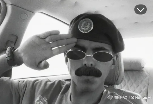 Military Individual Salutes and Smokes in Car – AI Generated Video | Hailuo AI