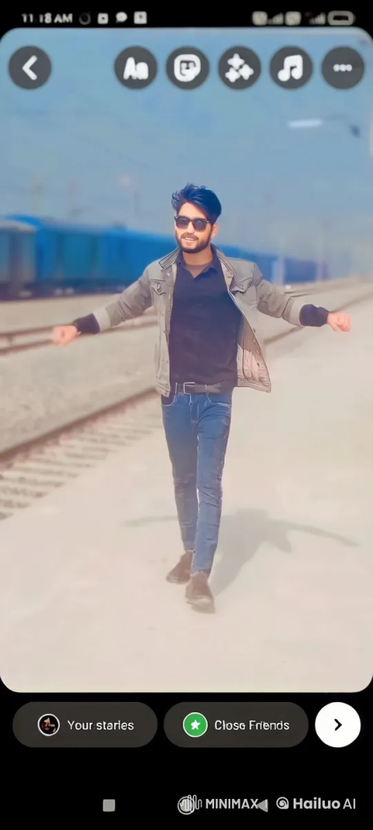 Young Couple Shares Tender Kiss on Railway Platform – AI Generated Video | Hailuo AI