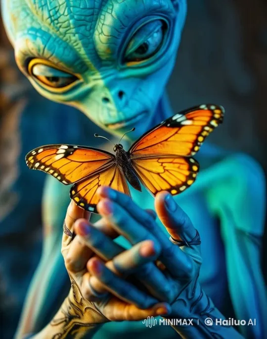 Tattooed Hands Gracefully Cradle a Vibrant Butterfly – AI Generated Video | Hailuo AI