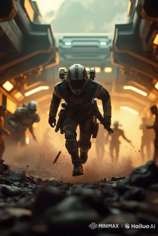 Sci-Fi Soldiers in Dystopian Battle Chase – AI Generated Video | Hailuo AI