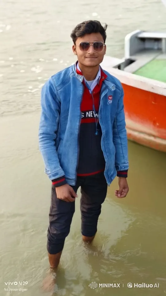 Young Man Relaxing by Orange Boat in Calm Waters – AI Generated Video | Hailuo AI