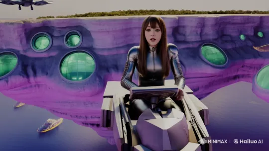 Cyberpunk Alien Planet: Woman Pilots Flying Vehicle Over Neon Metropolis – AI Generated Video | Hailuo AI