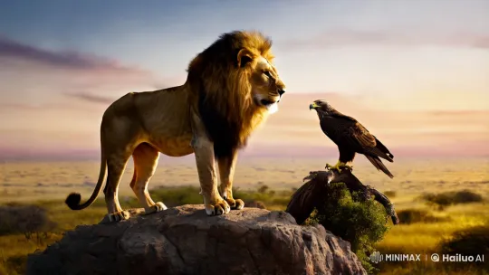 Fusion Transformation: Lion and Eagle to Chimera – AI Generated Video | Hailuo AI