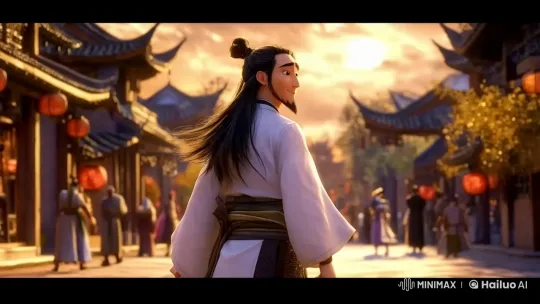 Contemplative Young Man in Bustling Asian Street at Sunset – AI Generated Video | Hailuo AI