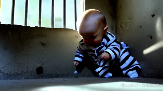 Innocent Struggle: Baby in Prison Cell – AI Generated Video | Hailuo AI