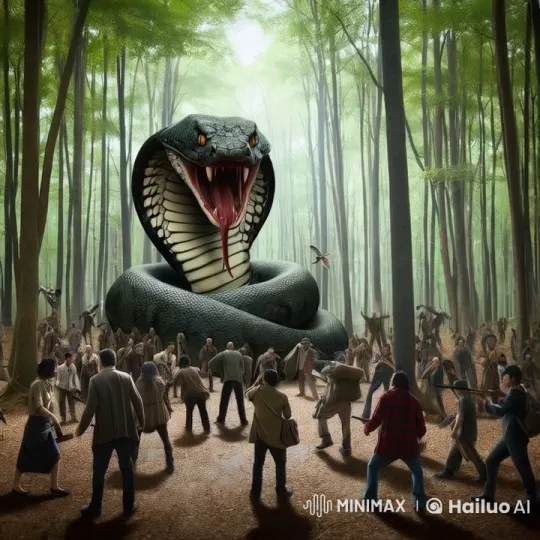 Massive Snake Confrontation in the Forest – AI Generated Video | Hailuo AI