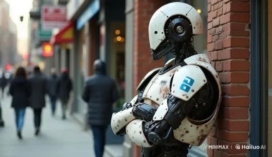Robotic Observer Monitors Bustling Urban Street – AI Generated Video | Hailuo AI