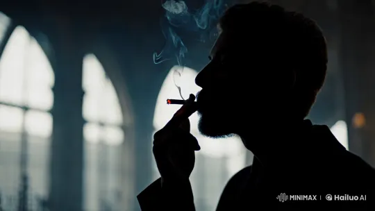 Contemplative Figure in Smoky, Moody Light – AI Generated Video | Hailuo AI