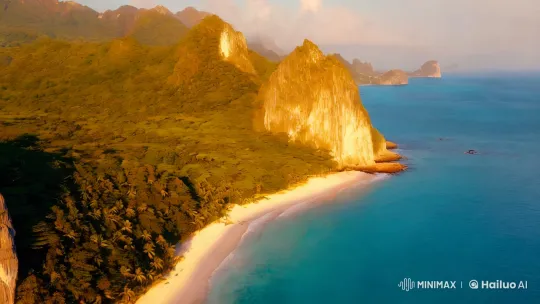 Tropical Island Aesthetic with Medieval Fortress Contrast – AI Generated Video | Hailuo AI