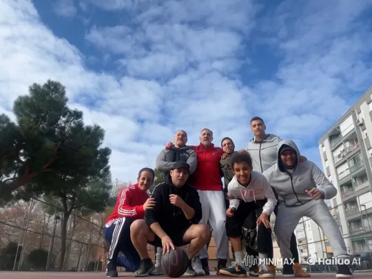 Friends Dance Joyously on Basketball Court – AI Generated Video | Hailuo AI