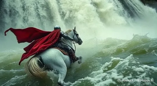 Knight and Horse Overwhelmed by River's Force – AI Generated Video | Hailuo AI