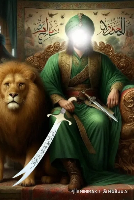 Regal Figure on Throne with Majestic Lion and Swords – AI Generated Video | Hailuo AI