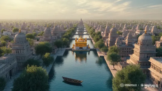 Aerial Cinematic Tour of an Ancient City at Sunrise – AI Generated Video | Hailuo AI