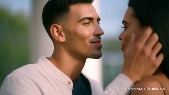Romantic Scene: Man Kisses Woman Tenderly – AI Generated Video | Hailuo AI