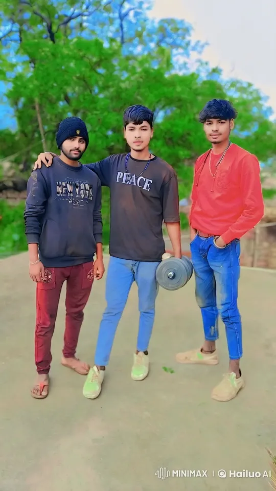 Three Young Men Pose for Photo in Park – AI Generated Video | Hailuo AI