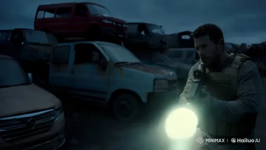 Tactical Operator Encounters Mutant in Abandoned Truck Graveyard – AI Generated Video | Hailuo AI