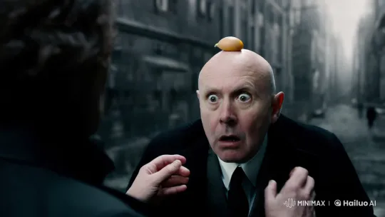 Urban Aesthetic: Egg Cracking Over Man's Head – AI Generated Video | Hailuo AI