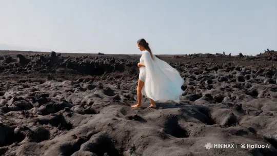 Solitary Figure Walks Through Volcanic Wonderland – AI Generated Video | Hailuo AI