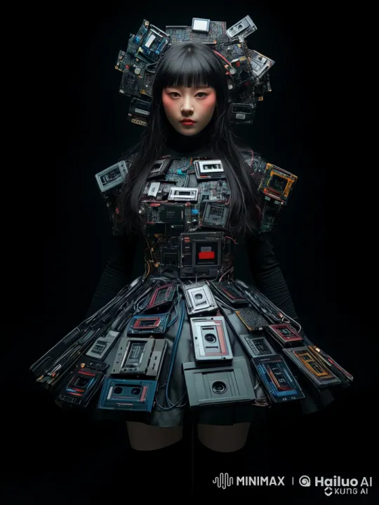 Asian Woman in Avant-Garde Recycled Fashion by Live2D – AI Generated Video | Hailuo AI