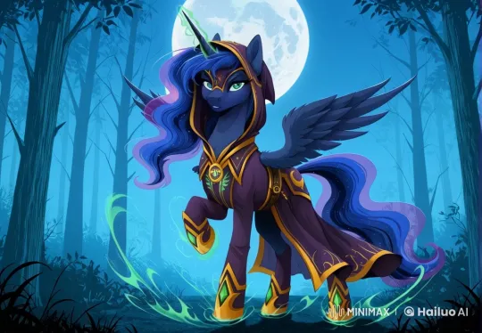 Majestic Winged Unicorn in Moonlit Magical Forest – AI Generated Video | Hailuo AI