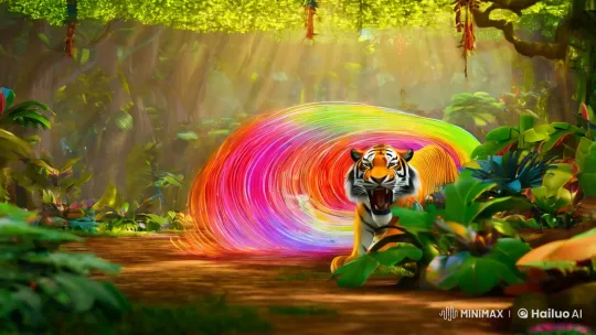 Tiger's Majestic Roar in Vibrant Jungle Setting – AI Generated Video | Hailuo AI