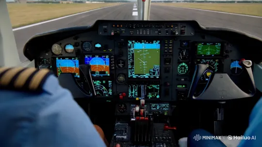 Pilot's Intense Pre-Lift-Off in Cinematic Flight Scene – AI Generated Video | Hailuo AI