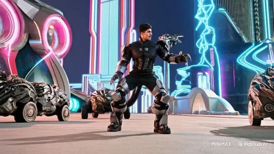 Hybrid Hero Conquers Futuristic Cityscape – AI Generated Video | Hailuo AI