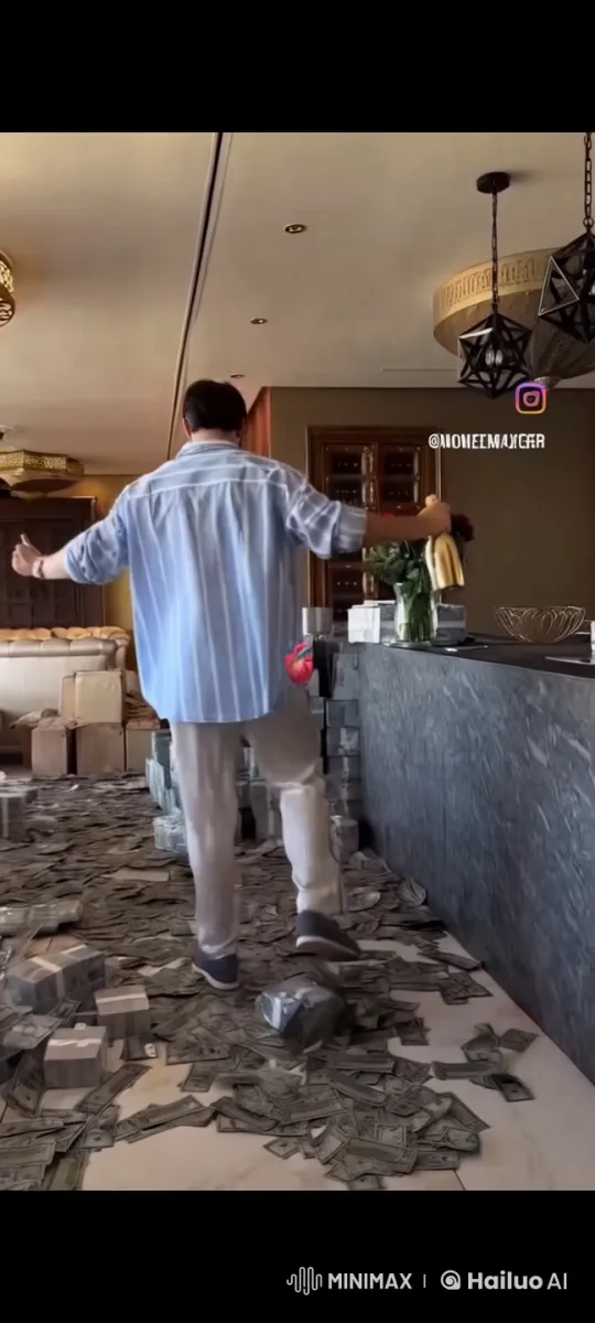 Man Expresses Joy and Freedom in Luxurious Room – AI Generated Video | Hailuo AI