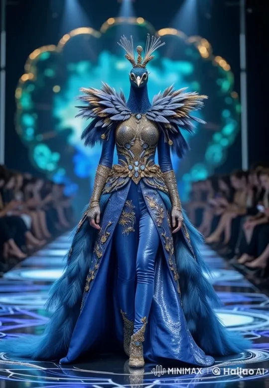 Peacock-Themed Fashion Runway Show in Live2D – AI Generated Video | Hailuo AI