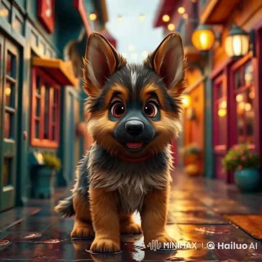 Cute Puppy on Charming Street: A Live2D Animated Scene – AI Generated Video | Hailuo AI