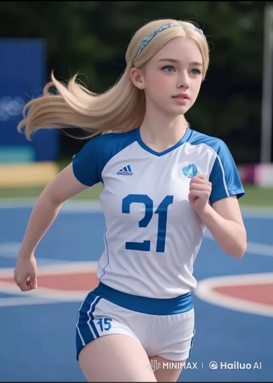 Realistic High School Girl Running on Animated Playground – AI Generated Video | Hailuo AI