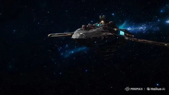 Cybernetic Spaceship 'DEMETER' Glides Through Cosmic Expanse – AI Generated Video | Hailuo AI