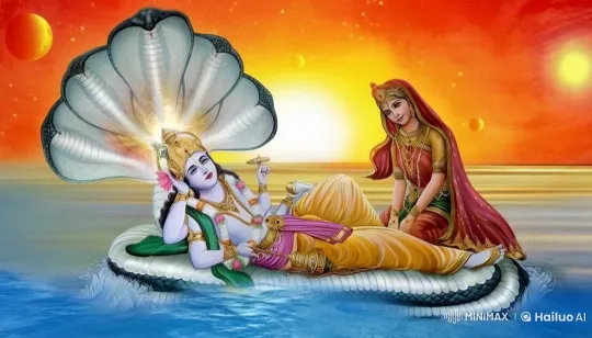 Divine Serenity: Serpent, Sunset, and Sacred Figures – AI Generated Video | Hailuo AI