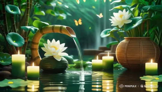 Peaceful Zen Garden with Flowing Water and Butterflies – AI Generated Video | Hailuo AI