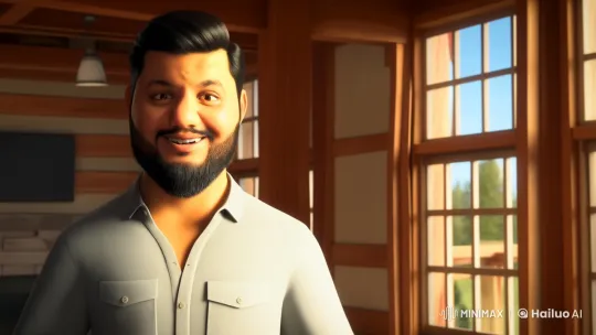 Content Man Enjoying Coffee in Cozy Room – AI Generated Video | Hailuo AI
