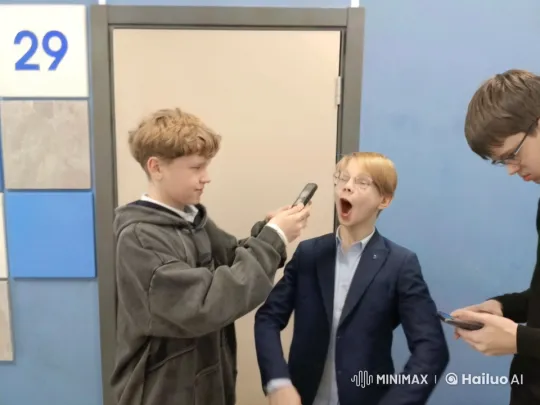 Boys' Misunderstanding Leads to Brief Fight at Door 29 – AI Generated Video | Hailuo AI