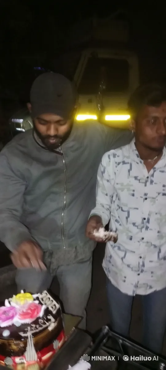 Nighttime Celebration: Men Share Affectionate Moment Over Cake – AI Generated Video | Hailuo AI