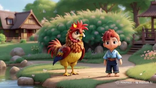 Baby and Rooster Engage in Kung Fu Duel – AI Generated Video | Hailuo AI