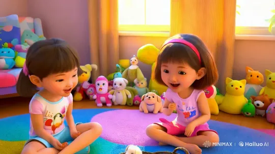 Vibrant Living Room: Children Sing with Animated Pets – AI Generated Video | Hailuo AI