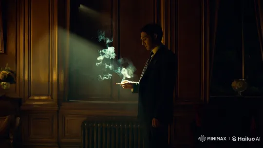 Contemplative Figure in Opulent, Dimly Lit Room – AI Generated Video | Hailuo AI