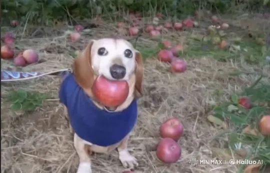 Dog Transforms into Apple in Whimsical Garden Video – AI Generated Video | Hailuo AI