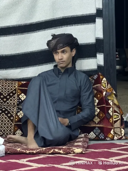 Young Man Relaxing in Traditional Attire with Cigarette – AI Generated Video | Hailuo AI