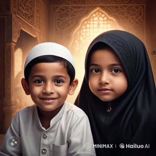 Muslim Children Enjoying a Serene Garden in Live2D Animation – AI Generated Video | Hailuo AI