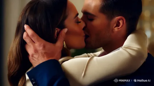 Sophisticated Couple's Intimate Kiss Captured in Artistic Blur – AI Generated Video | Hailuo AI