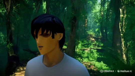 Man Walks with Determination Through Lush Forest – AI Generated Video | Hailuo AI